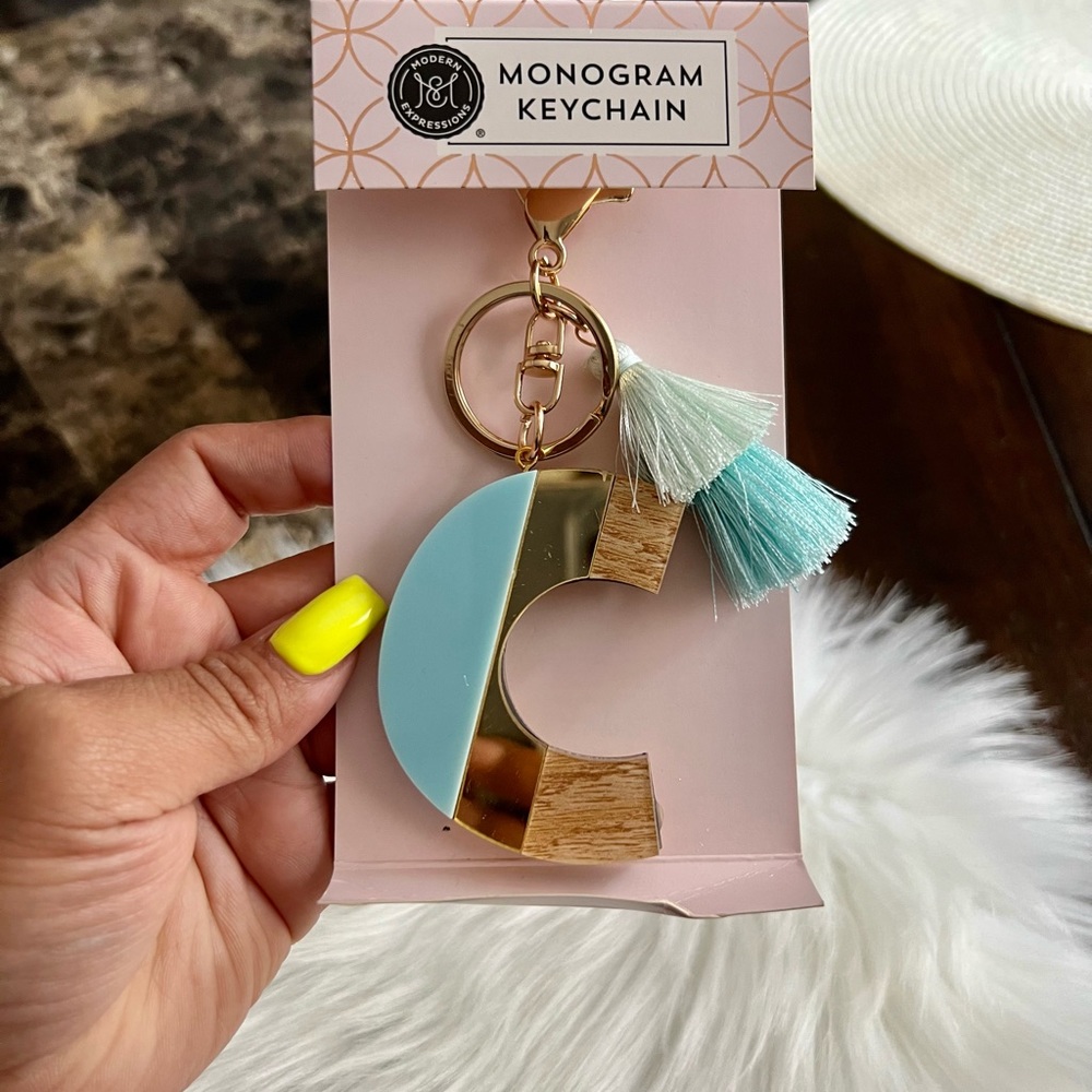 Monogram Tassle Keychain Letter C
